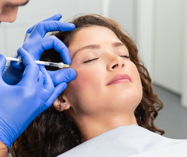 young woman getting botox injections